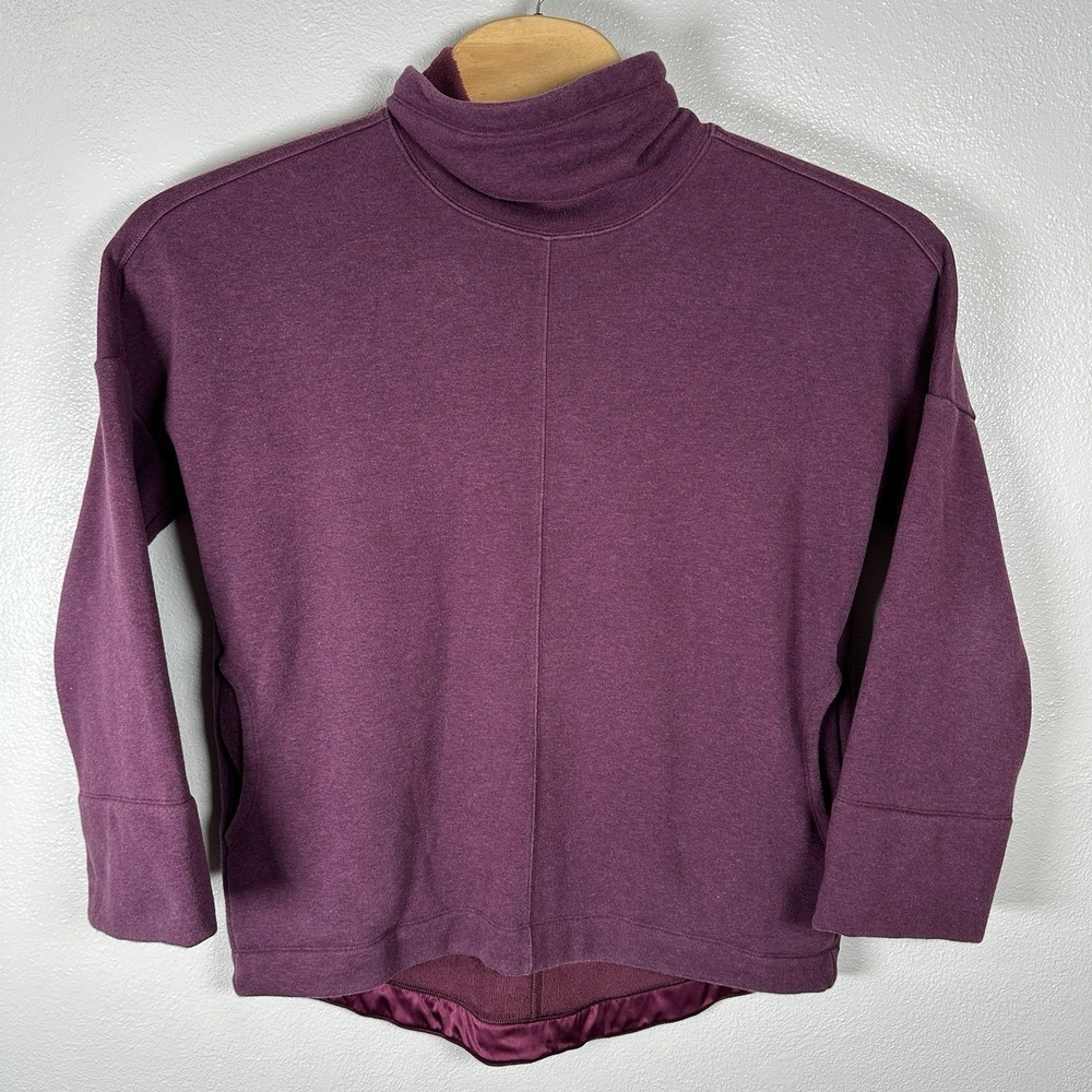 Athleta Sweatshirt Cozy Karma Funnel Neck Pullover Solid Burgundy Womens Small
